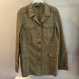 White House Black Market Women's Military Green Field Jacket Size 12